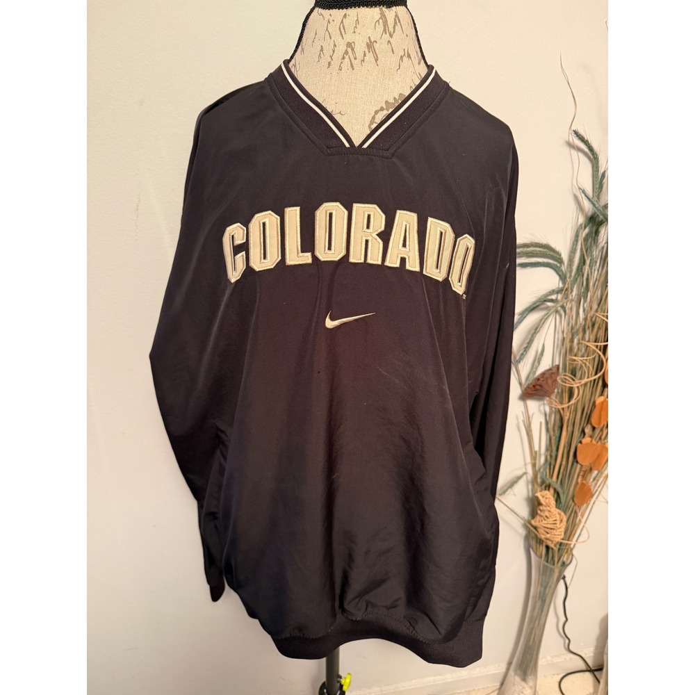 Nike Colorado Buffaloes Pullover Windbreaker Jacket Mens XL Black White Athletic